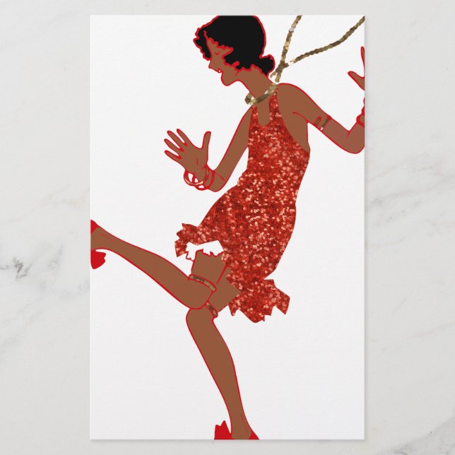 Schwarzer Flapper mit roter Folge Briefpapier (Vorderseite)