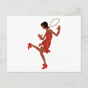 Schwarzer Flapper mit roter Folge Postkarte
