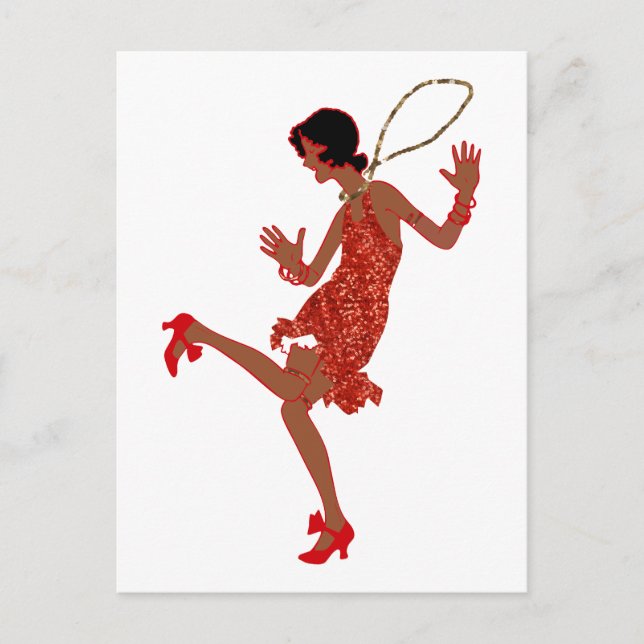 Schwarzer Flapper mit roter Folge Postkarte (Vorderseite)