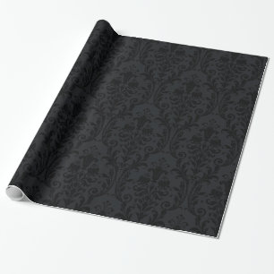 Schwarzer Floral-Schwenk Geschenkpapier