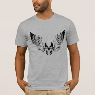 Schwarzer Flügelschädel-T - Shirt