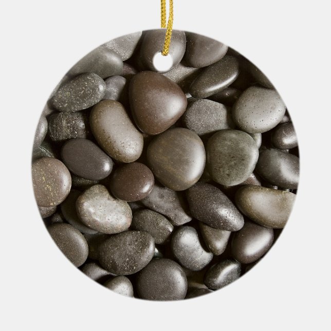 Schwarzer Fluss Felsen Natur Zen Pebble Keramik Ornament (Vorne)