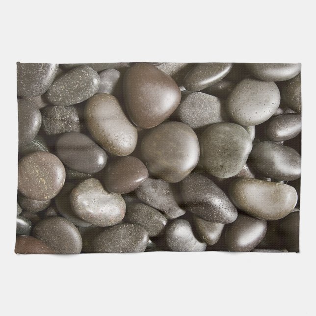 Schwarzer Fluss Felsen Natur Zen Pebble Küchentuch (Horizontal)