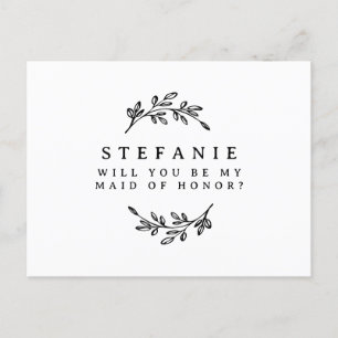 Schwarzer Folienkranz wird meine Trauzeugin sein Postkarte