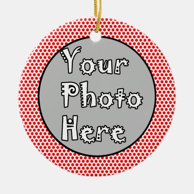 Schwarzer Foto-Rahmen mit rotem weißem Dot Keramik Ornament (Vorne)