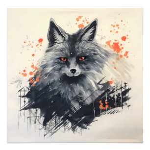 Schwarzer Fox-Tinte Fotodruck