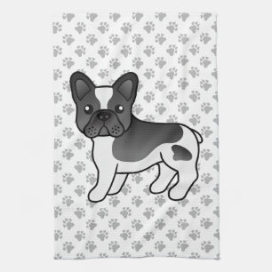 Schwarzer Französische Bulldogge Cartoon Hund Geschirrtuch