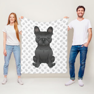 Schwarzer Französische Bulldogge / Frenchie Cartoo Fleecedecke