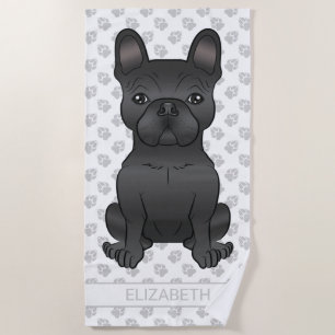 Schwarzer Französische Bulldogge / Frenchie Cartoo Strandtuch