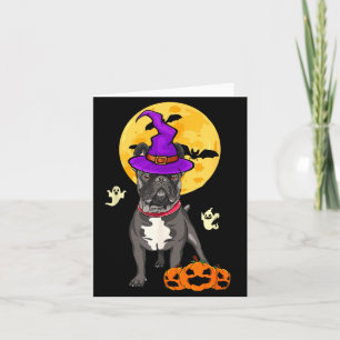 Schwarzer Französische Bulldogge Hexe Halloween Ko Karte