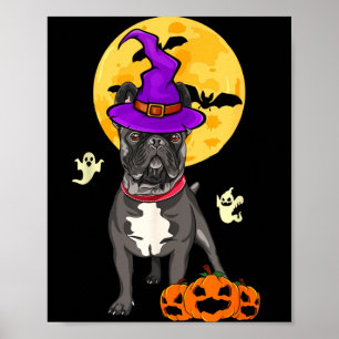 Schwarzer Französische Bulldogge Hexe Halloween Ko Poster