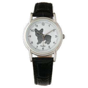 Schwarzer Französische Bulldogge Süßer Cartoon-Hun Armbanduhr