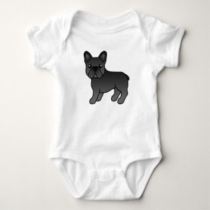 Schwarzer Französische Bulldogge Süßer Cartoon-Hun Baby Strampler