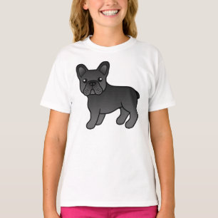 Schwarzer Französische Bulldogge Süßer Cartoon-Hun T-Shirt