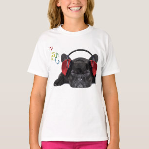 Schwarzer französischer Bulldog, der zu Seinen Pun T-Shirt