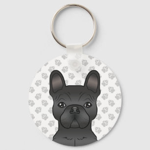 Schwarzer Französischer Bulldogge / Frenchie Carto Schlüsselanhänger