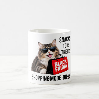 Schwarzer Freitag Einkaufsmodus Ein Lustige Katze Kaffeetasse
