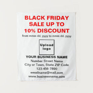 Schwarzer Freitagsverkauf auf weißem Band Wandteppich