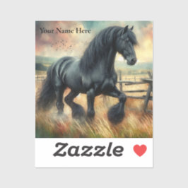 Schwarzer Fresischer Pferdeweiden Rustikaler Zaun Aufkleber