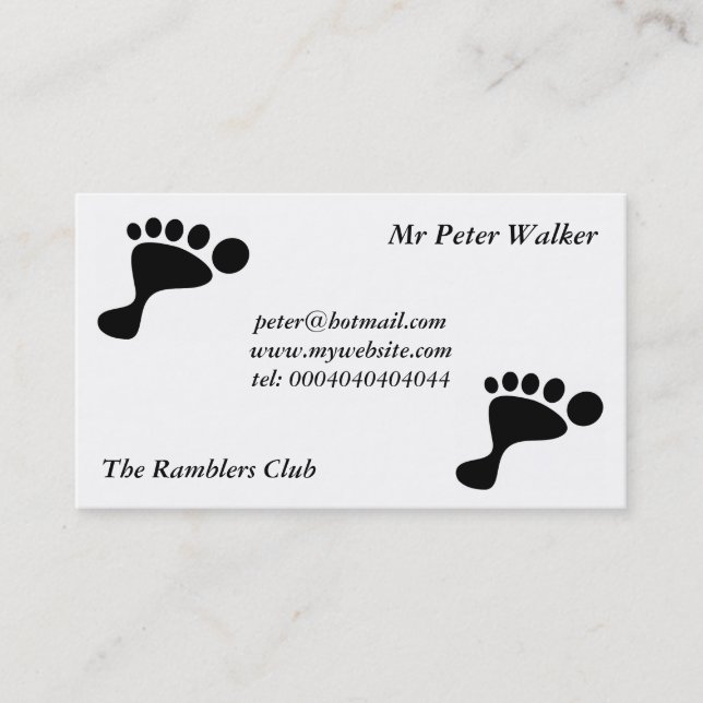 Schwarzer Fuß-Druck Visitenkarte (Vorderseite)