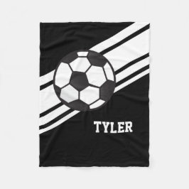 Schwarzer Fußball-Ball trägt personalisierten Fleecedecke