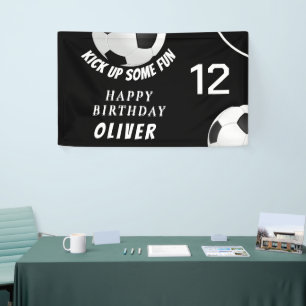 Schwarzer Fußball Sport Kinder Geburtstag Banner