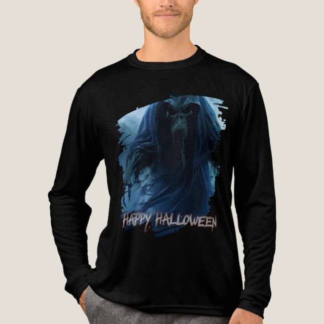 Schwarzer Geist in einer hellischen Landschaft - H Tri-Blend Shirt (Vorderseite)