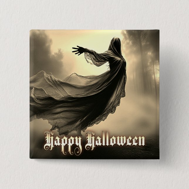 Schwarzer Geist in Höllscape - Halloween Button (Vorderseite)