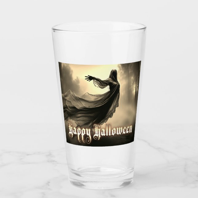 Schwarzer Geist in Höllscape - Halloween Glas (Vorderseite)