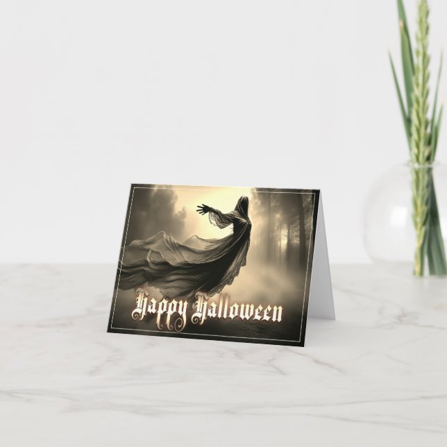 Schwarzer Geist in Höllscape - Halloween Karte (Vorderseite)