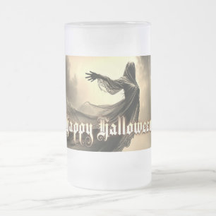 Schwarzer Geist in Höllscape - Halloween Mattglas Bierglas