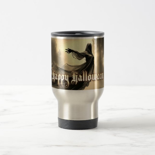 Schwarzer Geist in Höllscape - Halloween Reisebecher (Mittel)