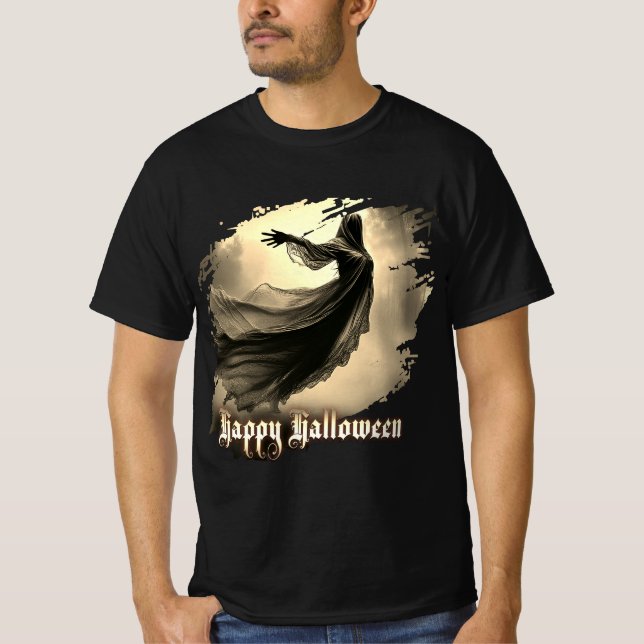Schwarzer Geist in Höllscape - Halloween T-Shirt (Vorderseite)