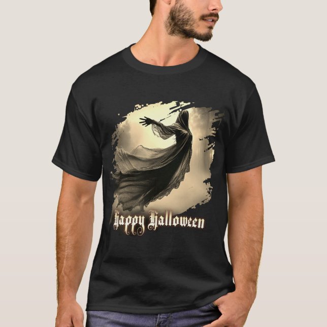 Schwarzer Geist in Höllscape - Halloween T-Shirt (Vorderseite)