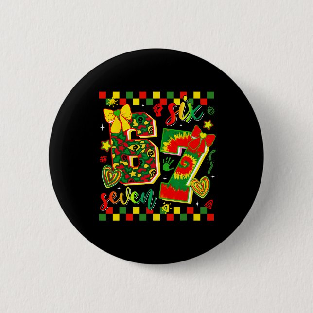 Schwarzer Geschichtsmonat 67 Six Seven Meme Afroam Button (Vorderseite)
