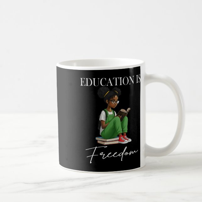 Schwarzer Geschichtsmonat Bildung ist Freiheit Büc Kaffeetasse (Rechts)