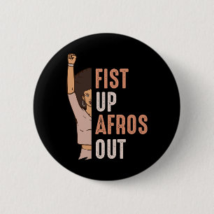 Schwarzer Geschichtsmonat Faust hoch Afros raus Fr Button