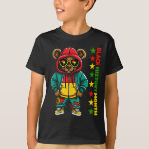 Schwarzer Geschichtsmonat Hip Hop Süßer Bär Afroam T-Shirt