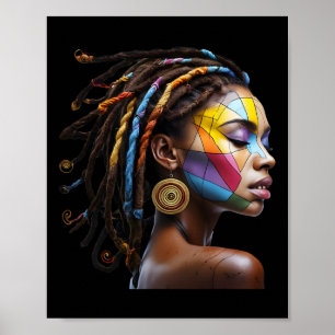 Schwarzer Geschichtsmonat Loc'd Haar Kunst Schwarz Poster