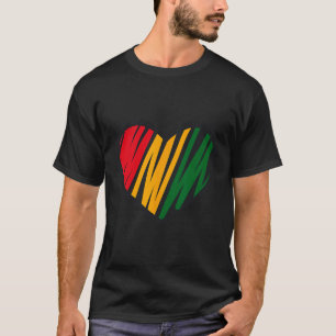 Schwarzer Geschichtsmonat Rot, Gold Und Grün Herz  T-Shirt