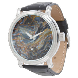 Schwarzer gesprenkelter Pietersit Armbanduhr