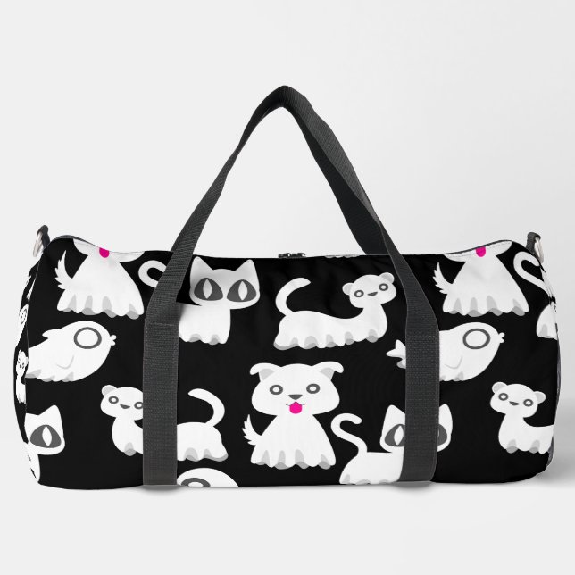 Schwarzer Ghost-Geisterhund Duffle Bag (Vorderseite)