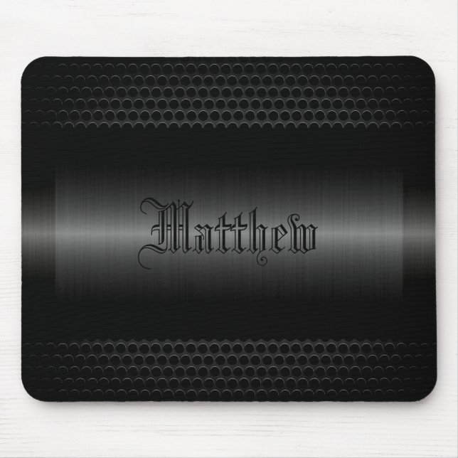 Schwarzer glänzender Edelstahl-Metallblick Mousepad (Vorne)
