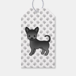 Schwarzer glatthaariger Chihuahua Cartoon-Hund & P Geschenkanhänger