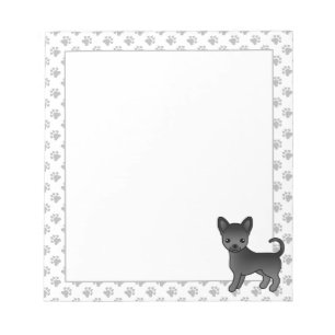 Schwarzer glatthaariger Chihuahua Cartoon-Hund & P Notizblock