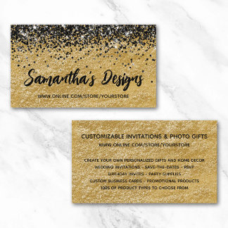 Schwarzer Glitter Feingold Online-Shop Visitenkarte