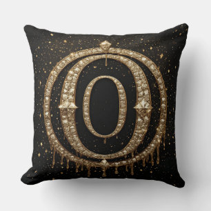 Schwarzer Glitter-Monogrammbuchstabe O für Online- Kissen