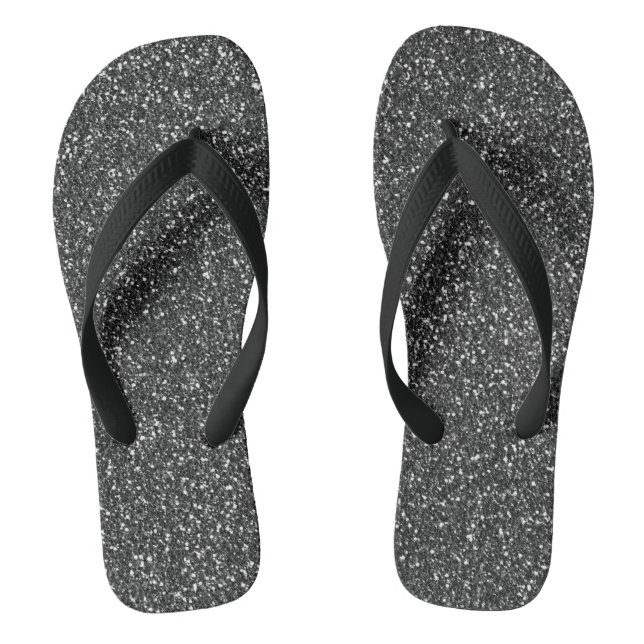 Schwarzer Glitter-Sparkle-Glamour Flip Flops (Fußbett)