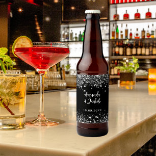 Schwarzer Glitzer Bierflaschenetikett