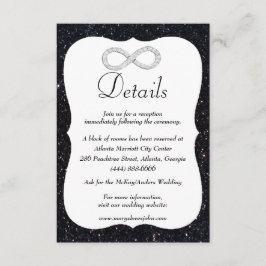 Schwarzer Glitzer Diamond Unendlichkeit Hochzeitsd Begleitkarte